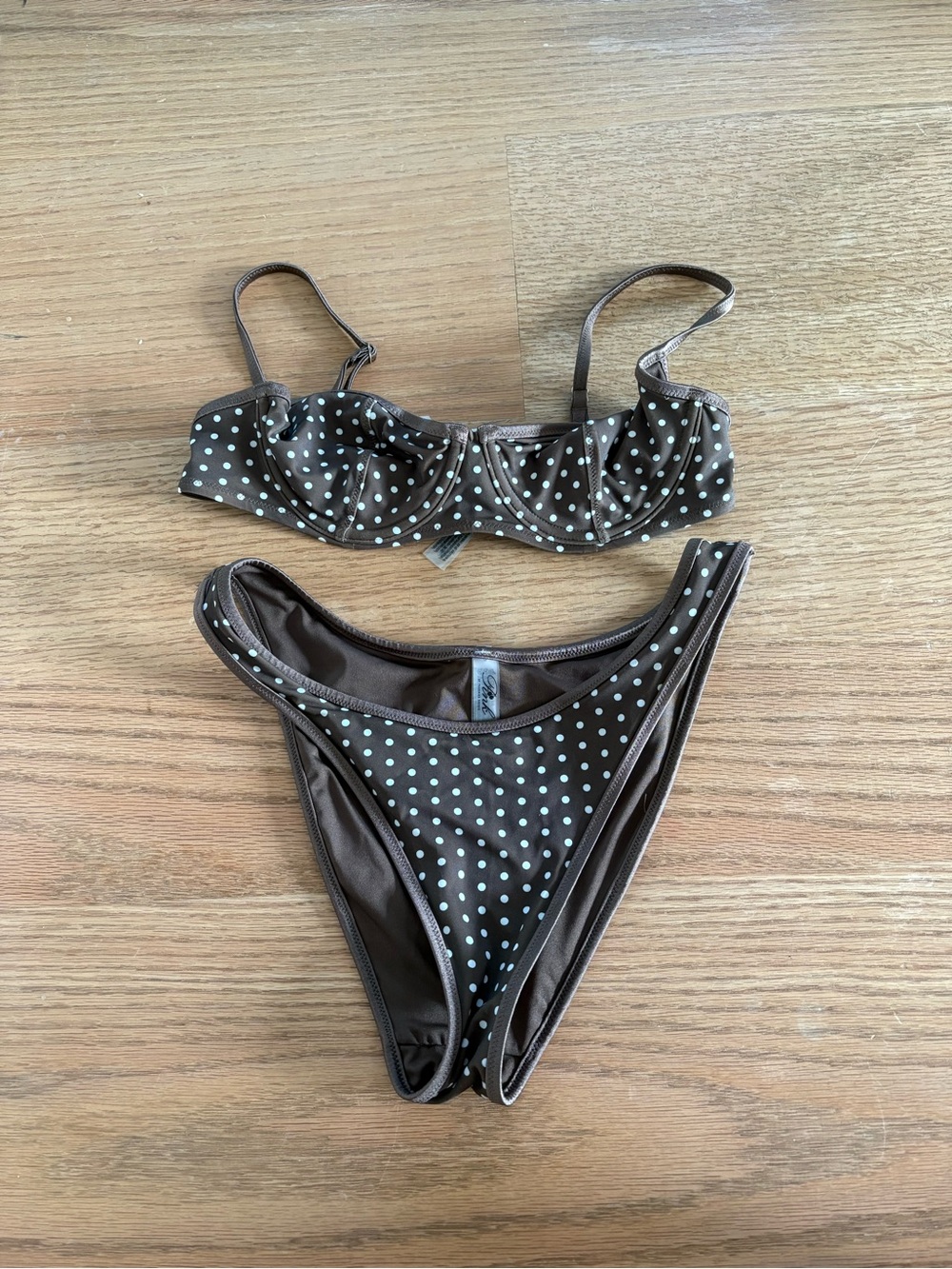 Brown Polka Dot Bikini Set - Mint Dot Print